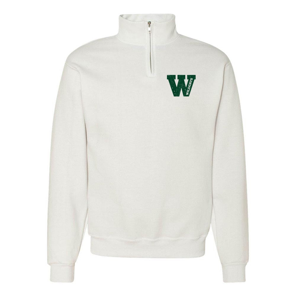 Wildcats W ~ Quarter Zip Sweatshirt ~ Wood Oaks Junior High