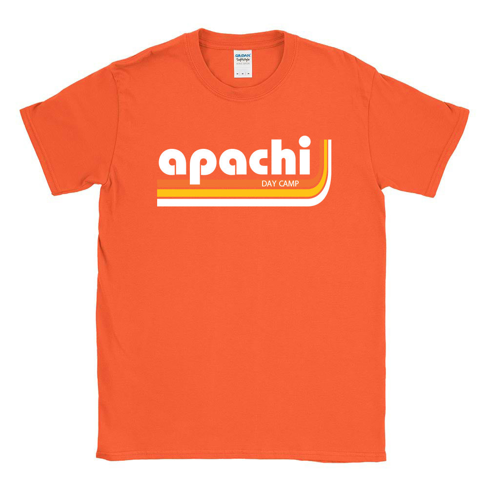 Retro Stripes ~ 50/50 Adult T-Shirt ~ Apachi Day Camp