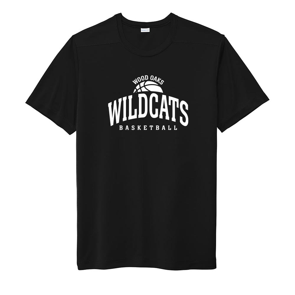 Basketball Arc ~ Performance Tee ~ Wood Oaks Junior High Athletics-black