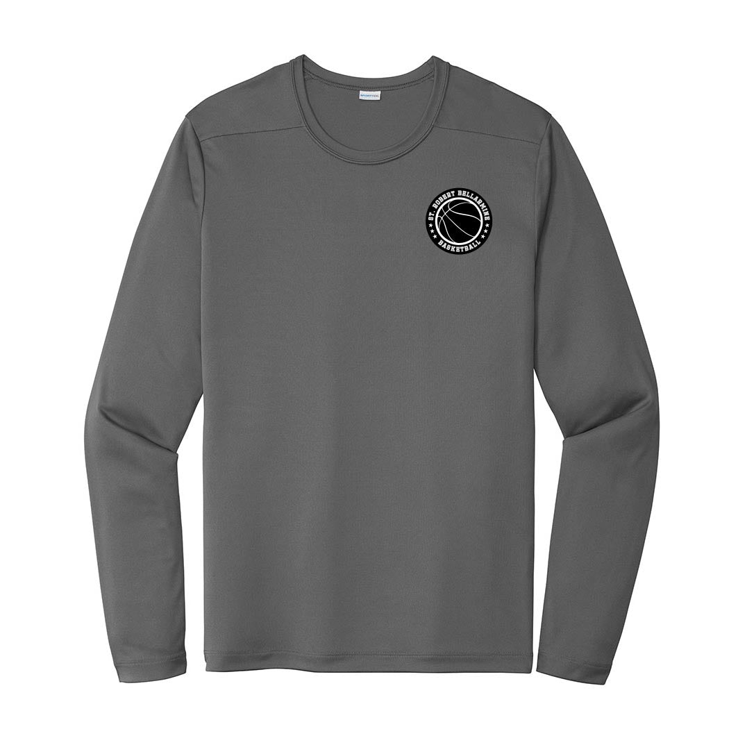 Basketball Badge ~ Long Sleeve Performance Tee ~ St. Robert Bellarmine Academy-dark smoke grey