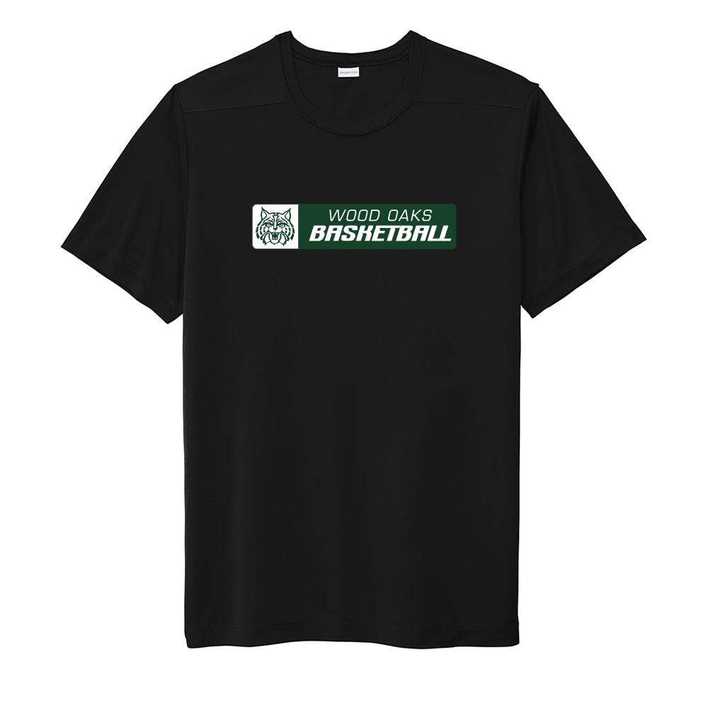 Basketball Banner ~ Performance Tee ~ Wood Oaks Junior High Athletics-black