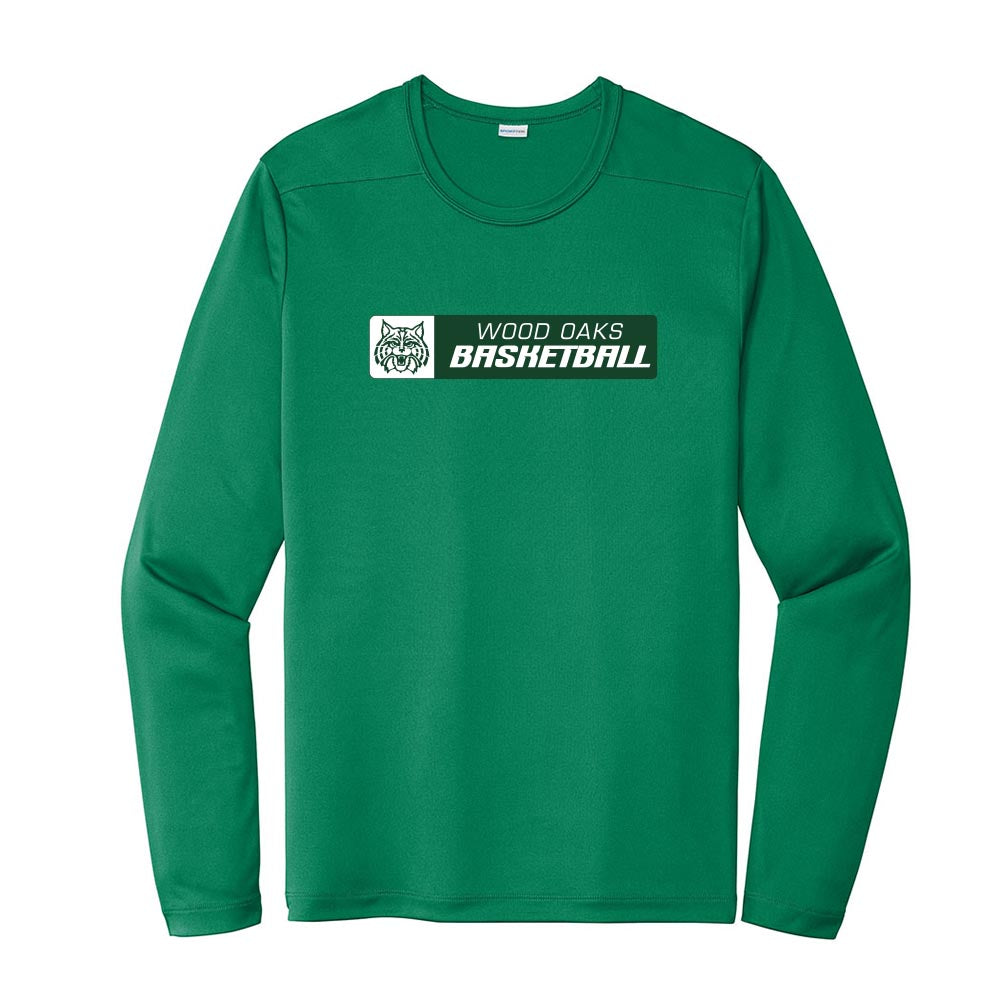 Basketball Banner ~ Long Sleeve Performance Tee ~ Wood Oaks Junior High Athletics