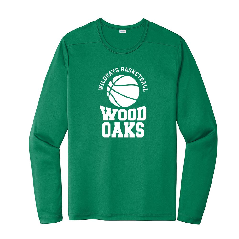Basketball Stack ~ Long Sleeve Performance Tee ~ Wood Oaks Junior High Athletics