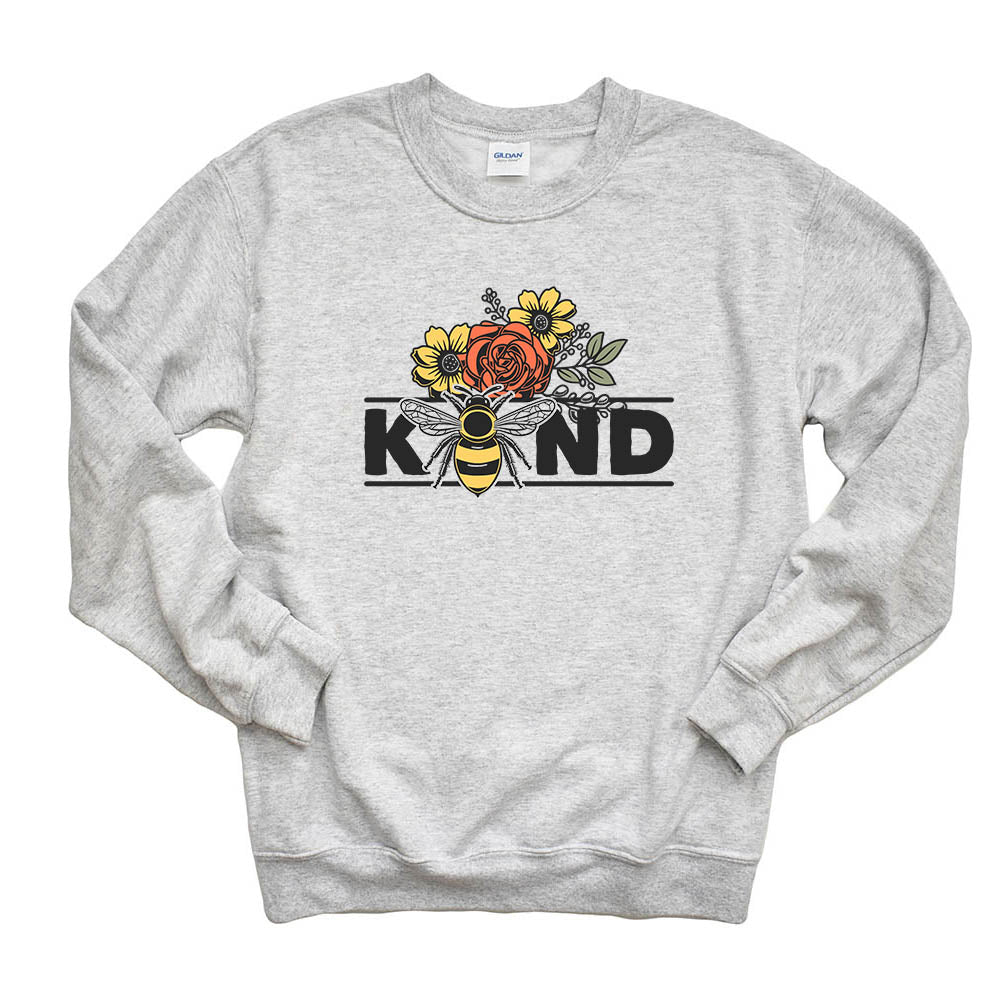 Bee Kind ~ Crewneck Sweatshirt ~ humanKIND-ash