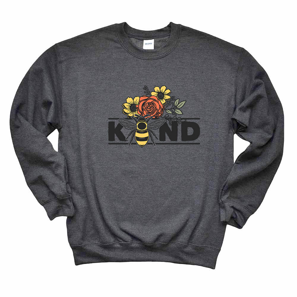 Bee Kind ~ Crewneck Sweatshirt ~ humanKIND-dark heather