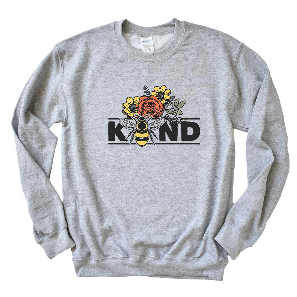 Bee Kind ~ Crewneck Sweatshirt ~ humanKIND-sport grey