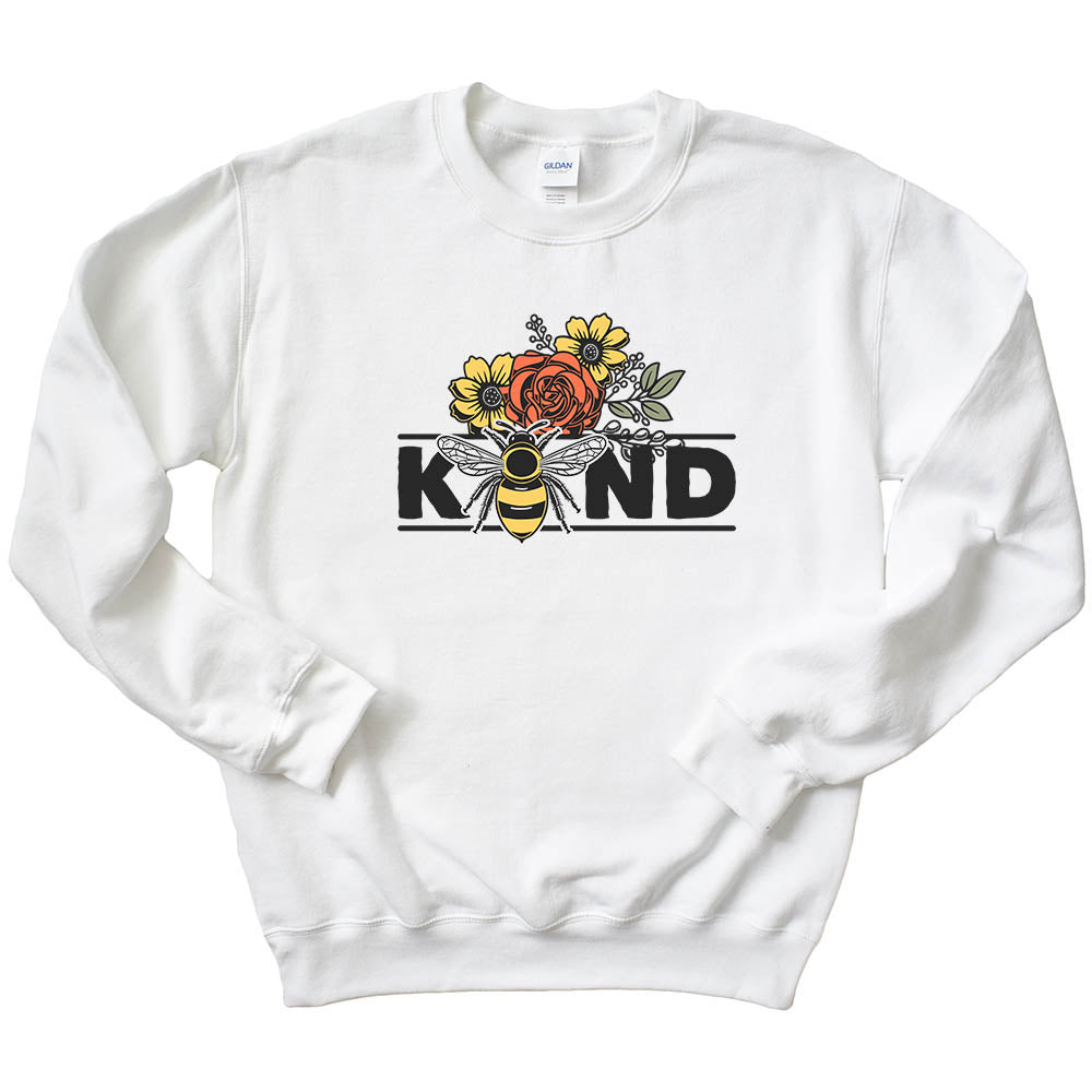 Bee Kind ~ Crewneck Sweatshirt ~ humanKIND-white