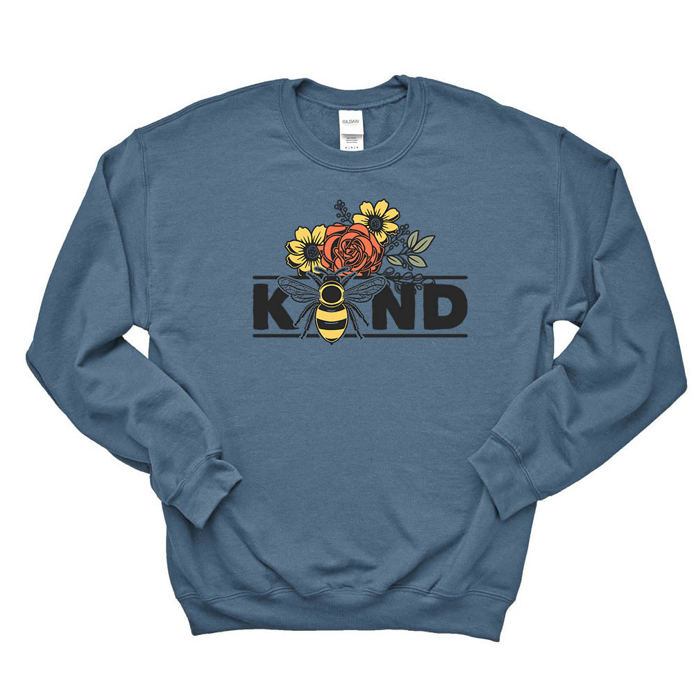 Bee Kind ~ Crewneck Sweatshirt ~ humanKIND-indigo