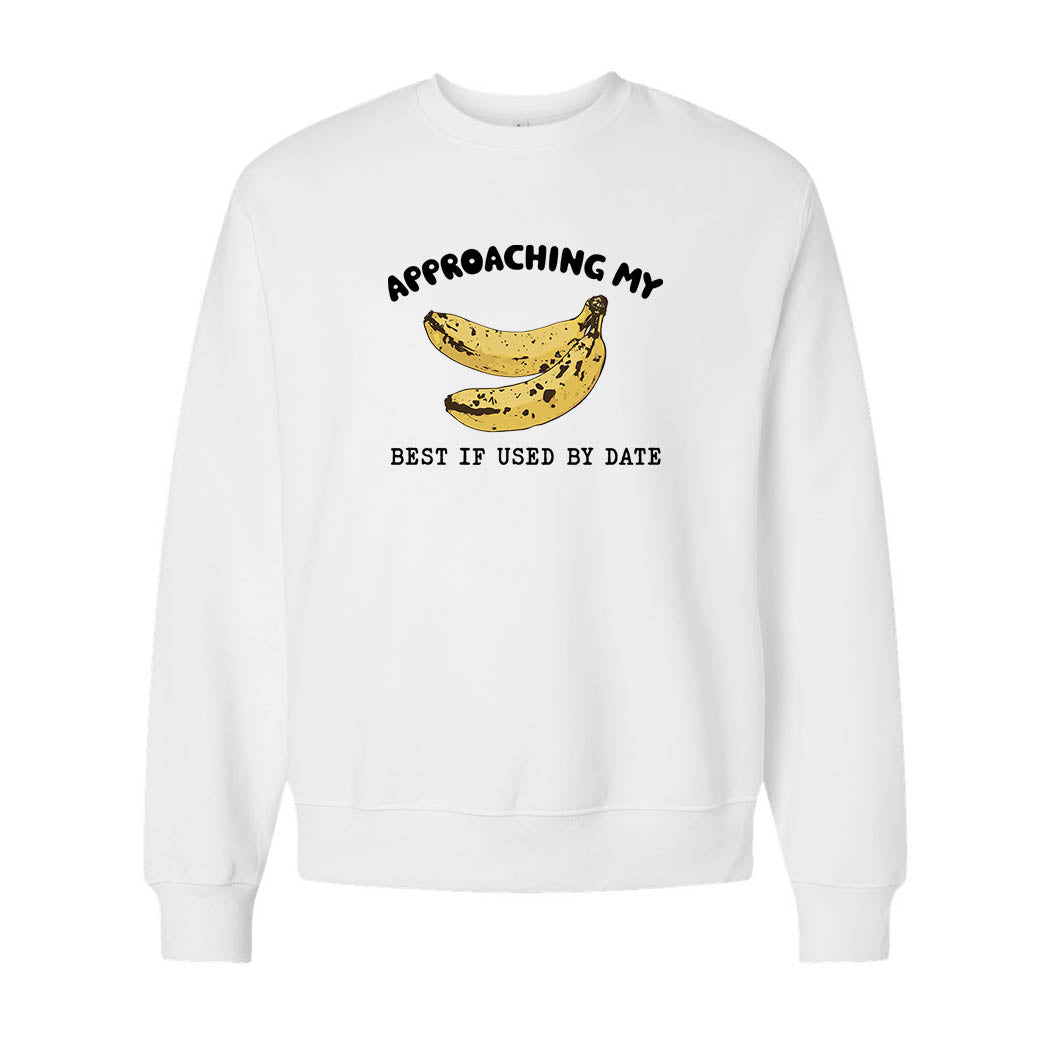 Approaching My Best if Used By ~ Heavyweight Crewneck Sweatshirt ~ humanKIND-white