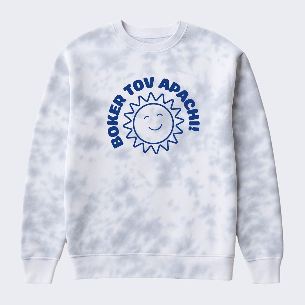 Boker Tov, Apachi ~ Tie Dye Crewneck Sweatshirt ~ Apachi Day Camp