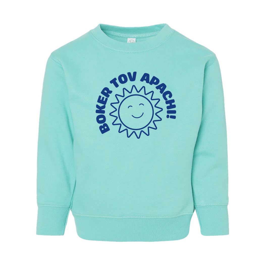 Boker Tov, Apachi ~ Toddler Crewneck Sweatshirt ~ Apachi Day Camp