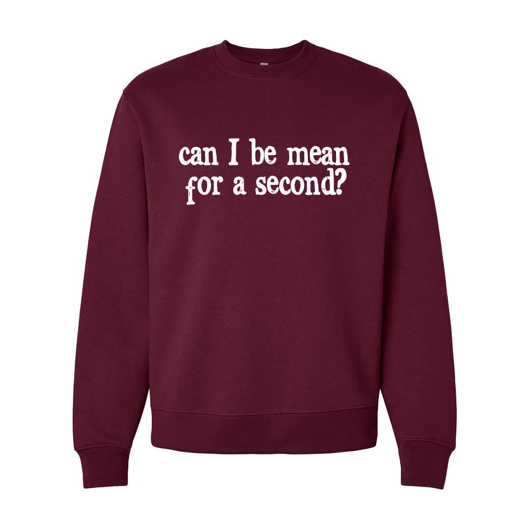 Can I Be Mean For a Second ~ Heavyweight Crewneck Sweatshirt ~ humanKIND