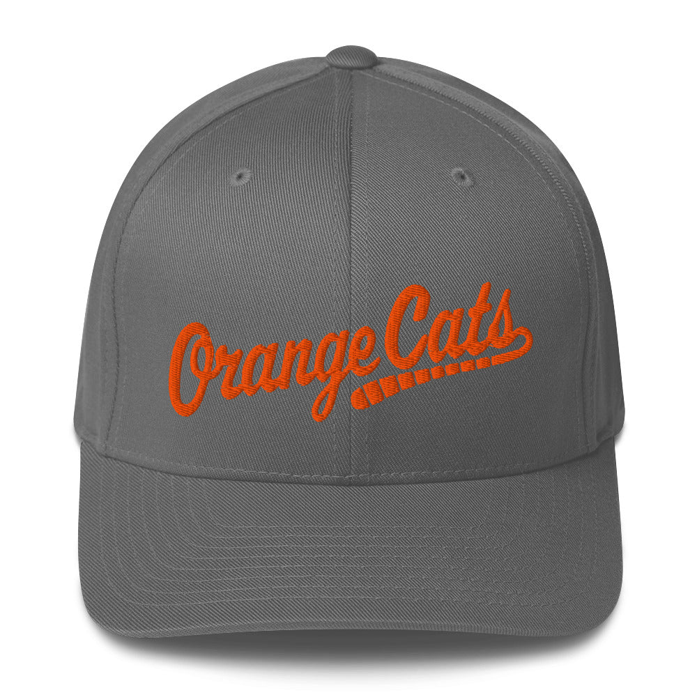 Embroidered OrangeCats ~ Closed-Back Structured Twill Cap ~ Evanston Baseball-grey