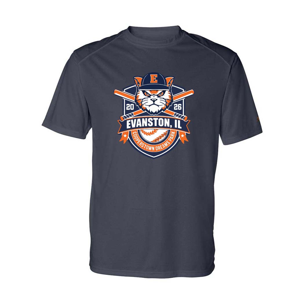 Cooperstown 2026 ~ Performance T-Shirt ~ Evanston Baseball-navy