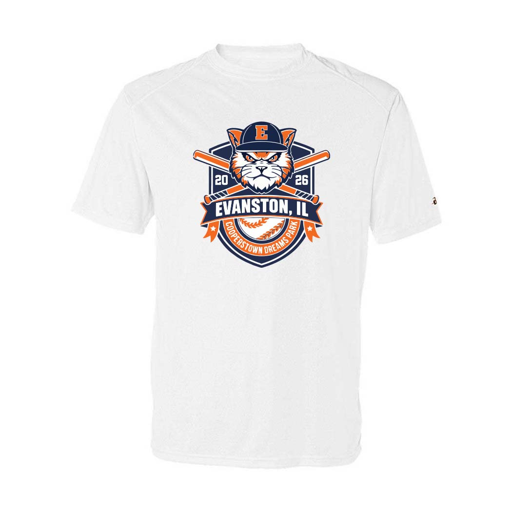 Cooperstown 2026 ~ Performance T-Shirt ~ Evanston Baseball-white