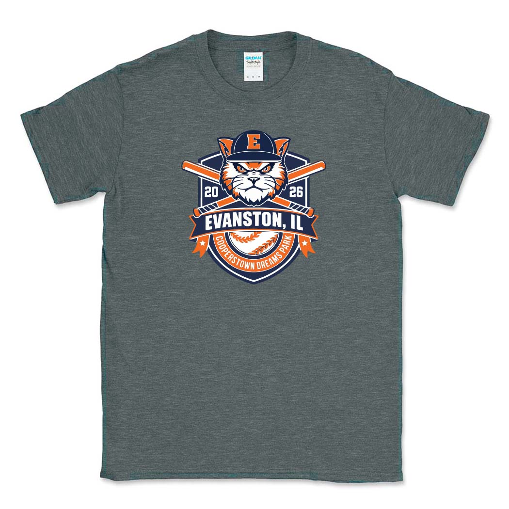 Cooperstown 2026 ~ Cotton T-Shirt ~ Evanston Baseball-dark heather