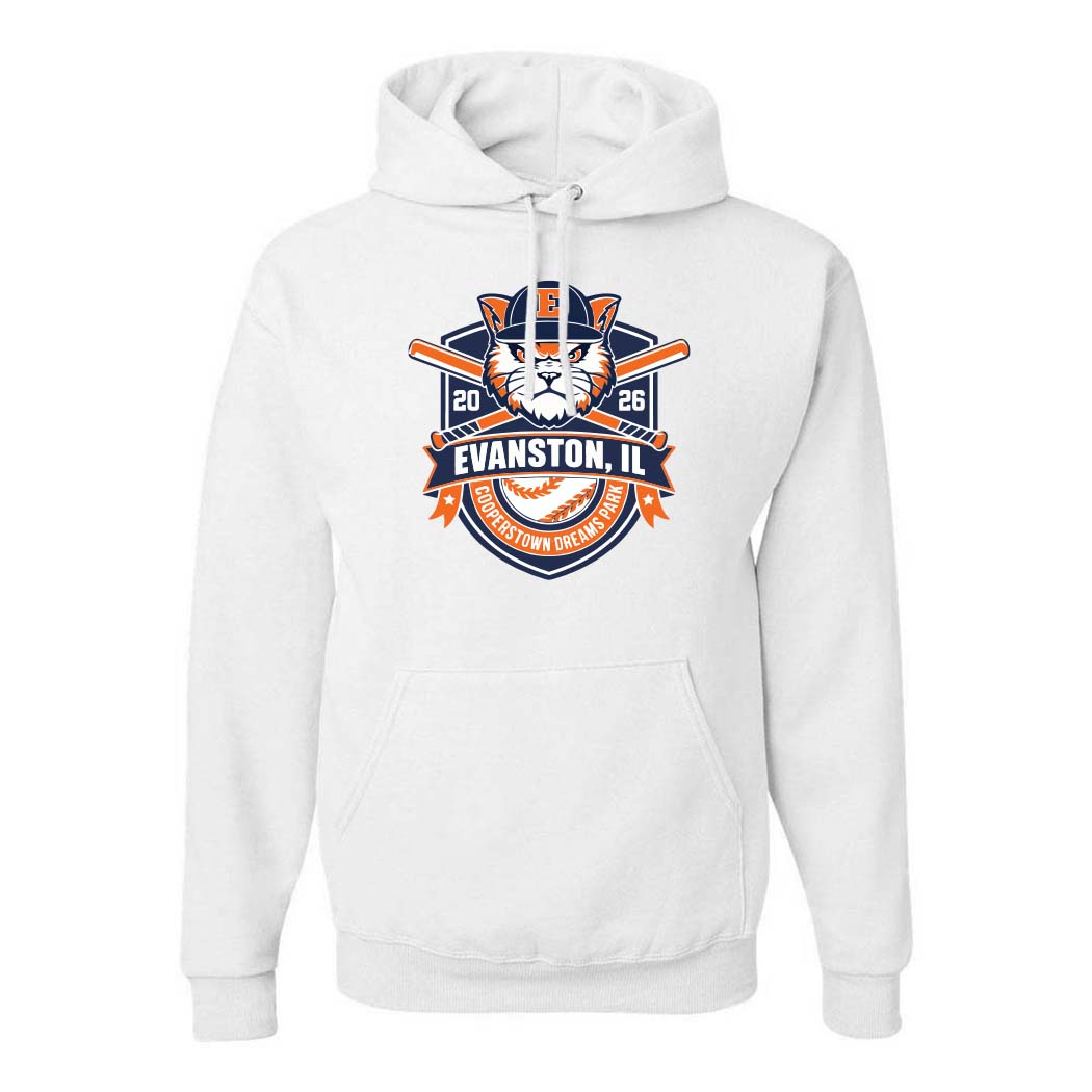 Cooperstown 2026 ~ Hoodie ~ Evanston Baseball-white