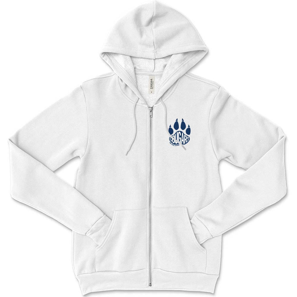 Cougars Paw ~ Zip Hoodie ~ The Cove School