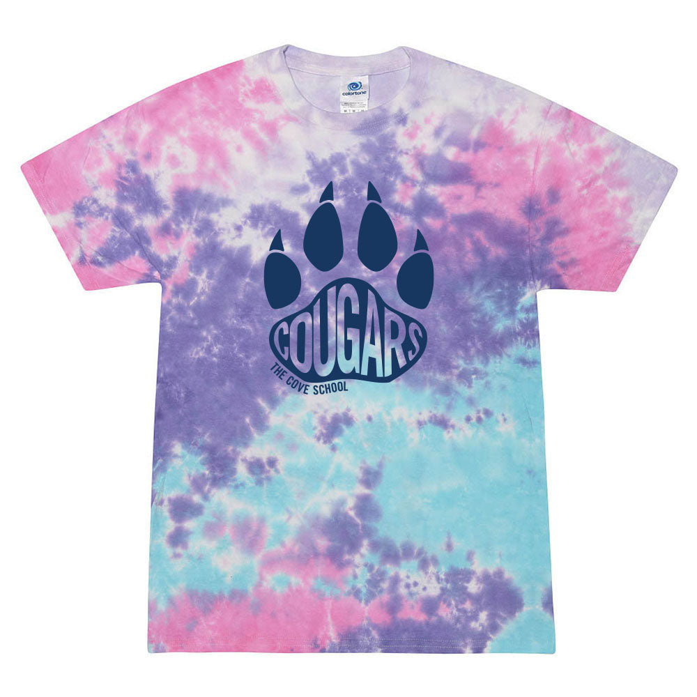 Cougars Paw ~ Tie Dye T-Shirt ~ The Cove School