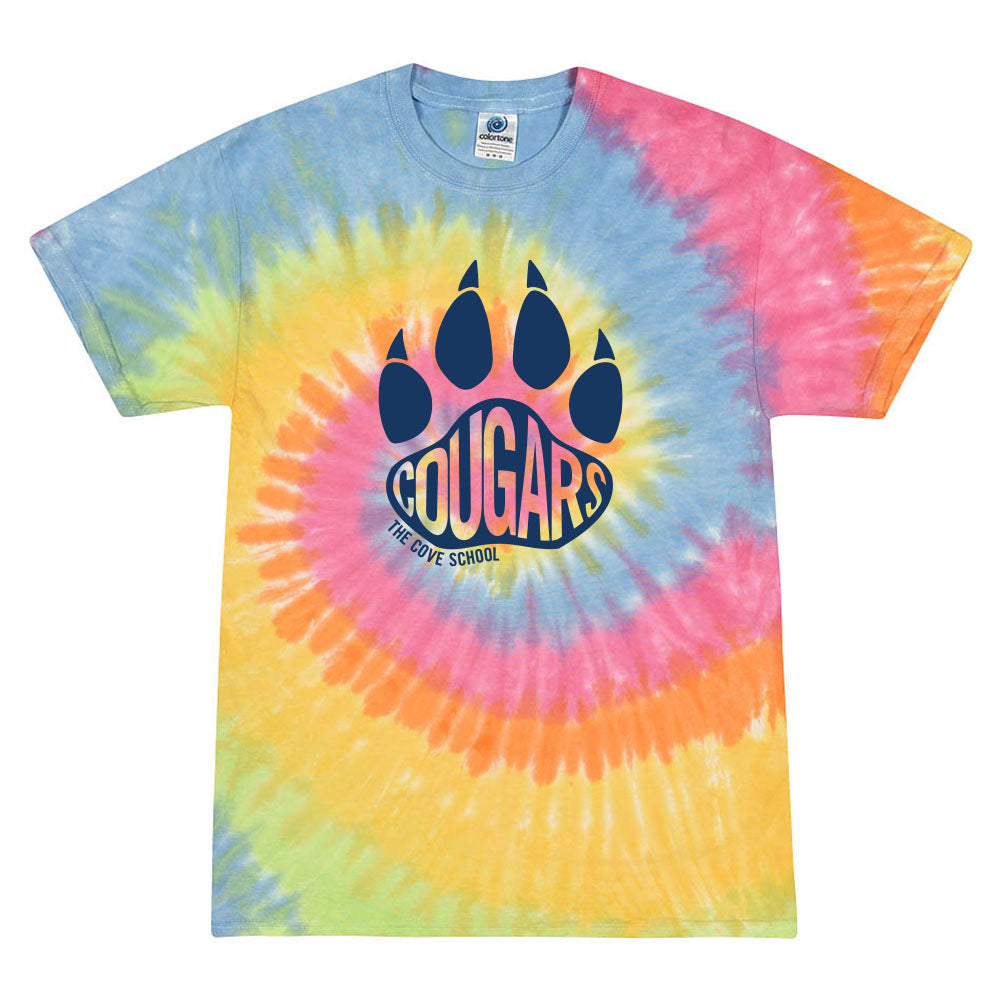 Cougars Paw ~ Tie Dye T-Shirt ~ The Cove School