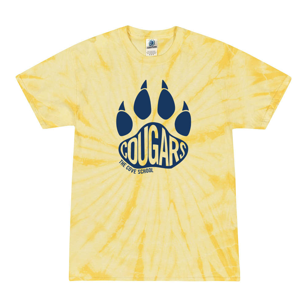 Cougars Paw ~ Tie Dye T-Shirt ~ The Cove School