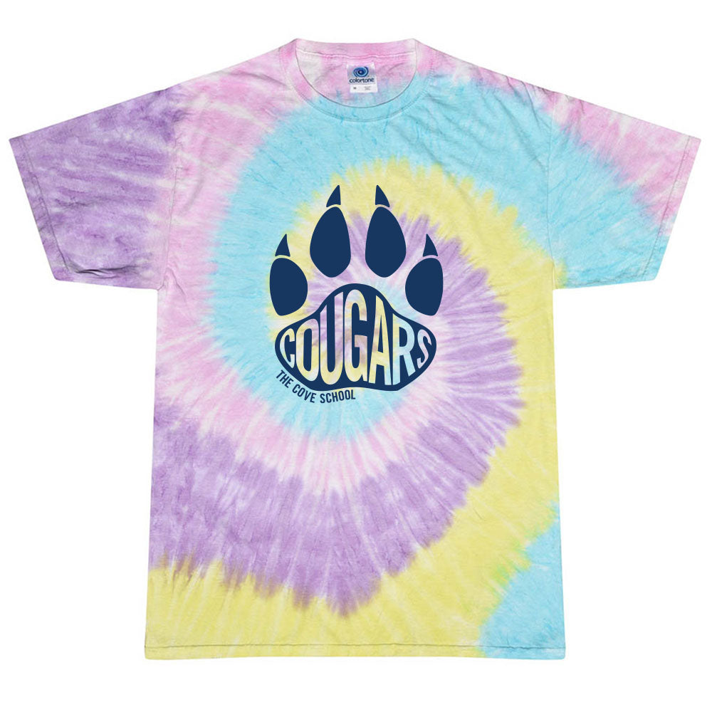 Cougars Paw ~ Tie Dye T-Shirt ~ The Cove School