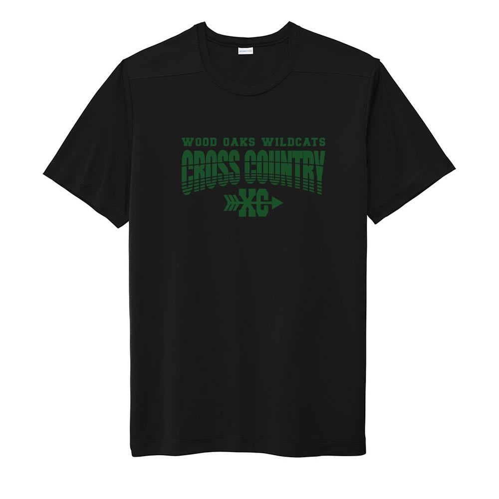 Cross Country Stripes ~ Performance Tee ~ Wood Oaks Junior High Athletics-black