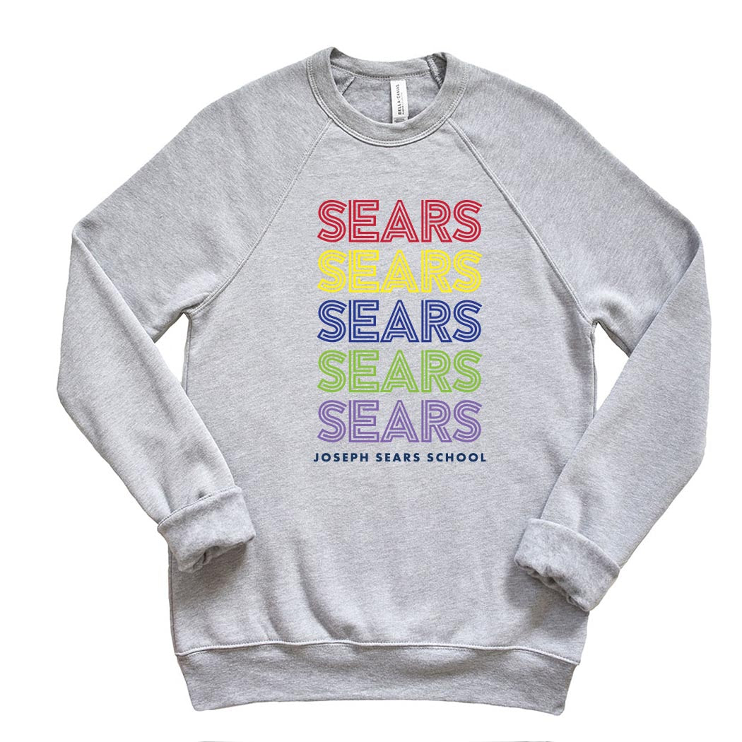 Deco Repeater ~ Raglan Sponge Fleece Crewneck Sweatshirt ~ Joseph Sears School