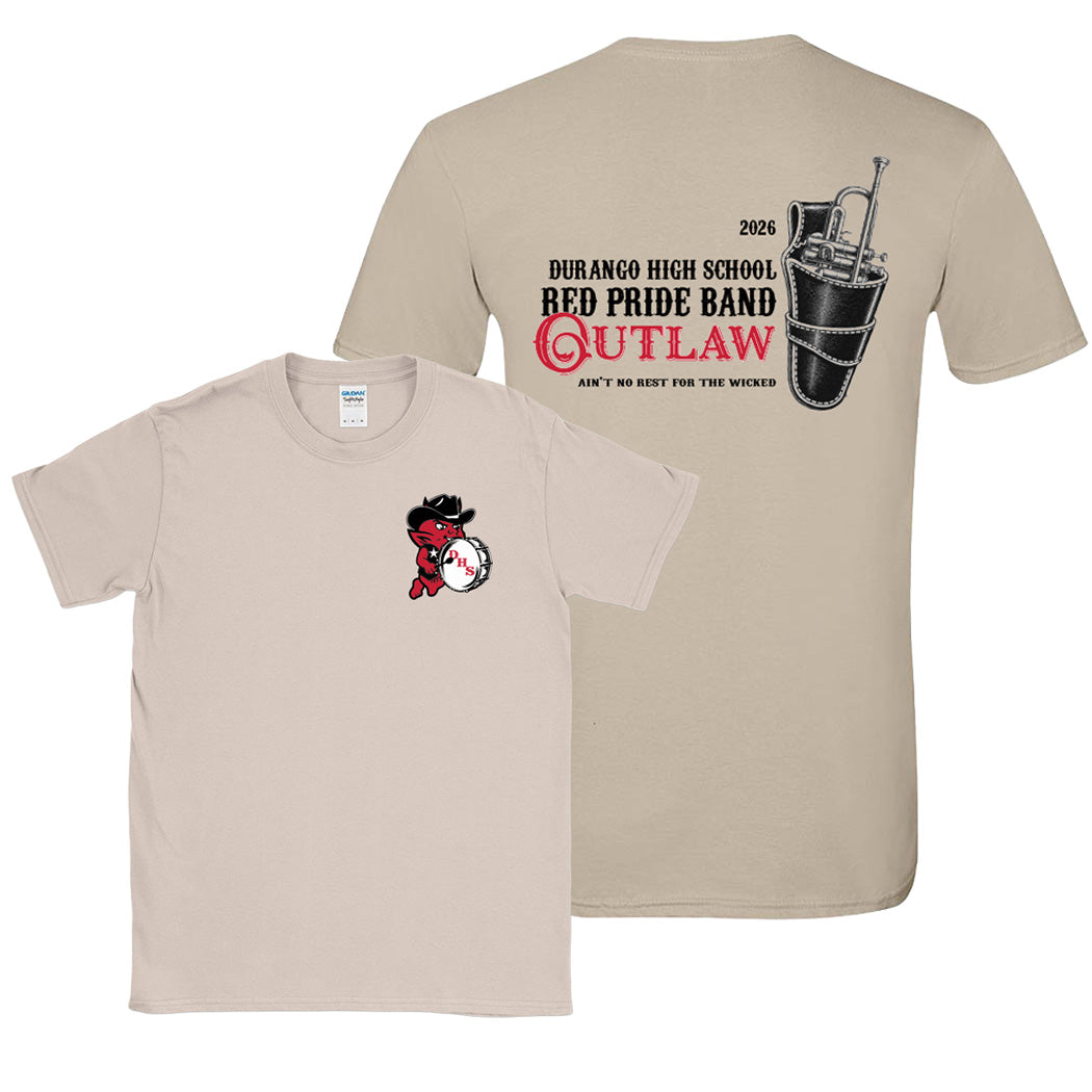 Outlaw 2026 Show ~ 50/50 Tee ~ Durango High School Bands