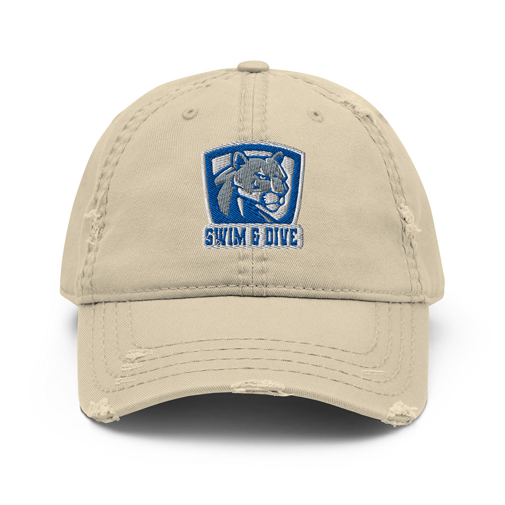 Embroidered VHHS Swim & Dive Badge ~ Distressed Dad Hat ~ Vernon Hills High School Swim & Dive
