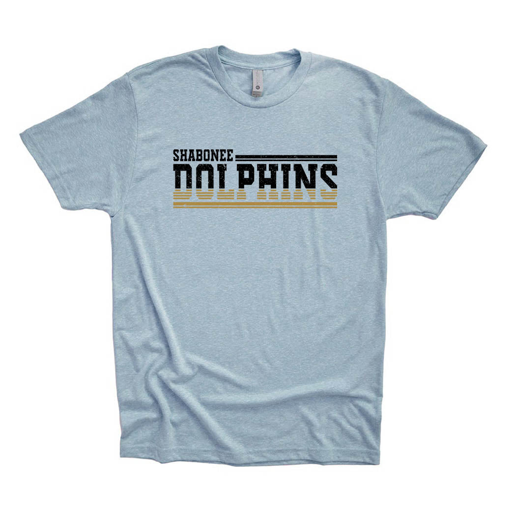 Dolphins Stripes ~ Triblend T-Shirt ~ Shabonee Elementary School Staff