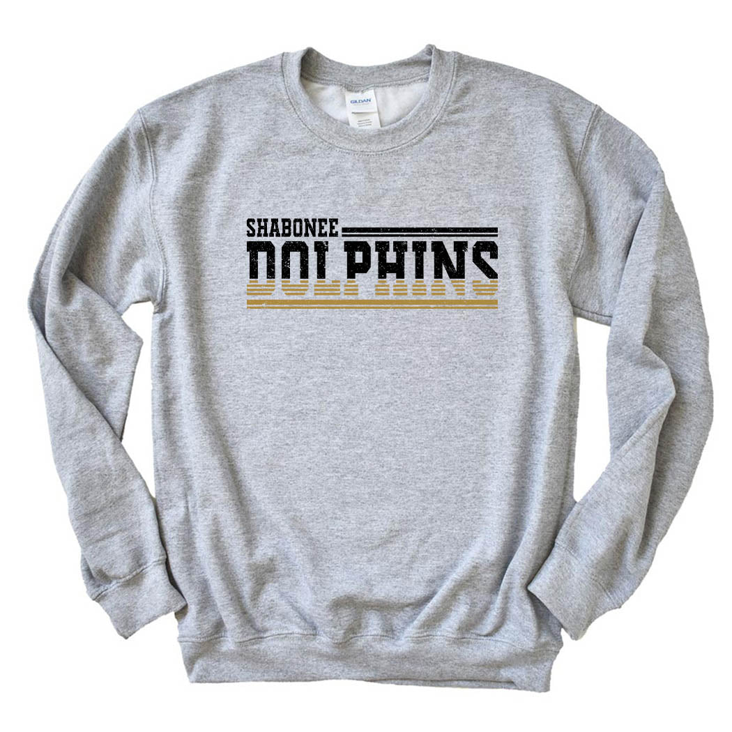 Dolphins Stripes ~ Crewneck Sweatshirt ~ Shabonee Elementary School Staff