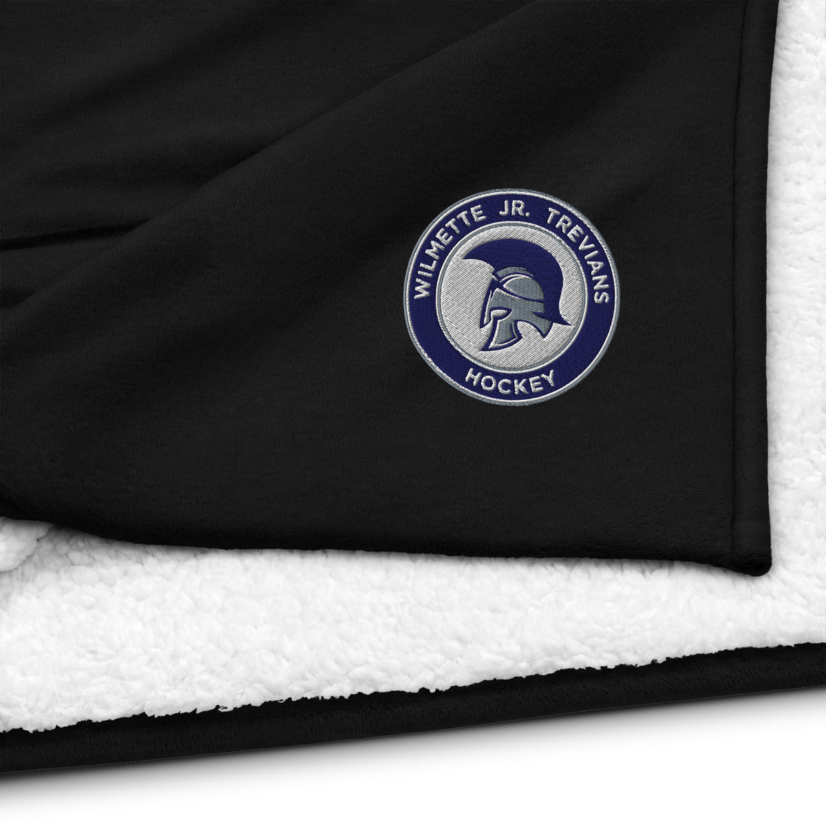 Embroidered Logo ~ Sherpa Blanket ~ Wilmette Jr. Trevians Hockey
