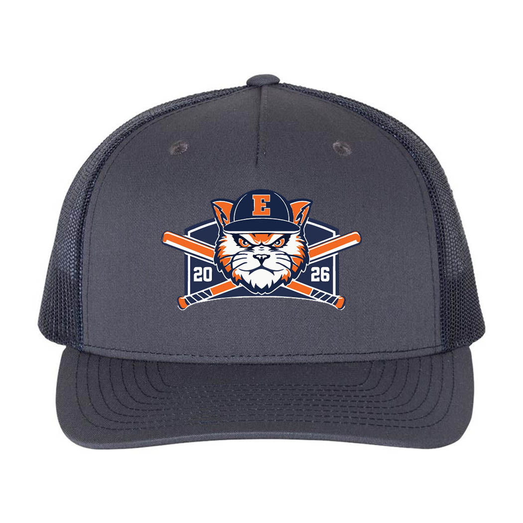 Printed Cooperstown 2026 ~ Trucker Cap ~ Evanston Baseball-OmbreBlue / Navy
