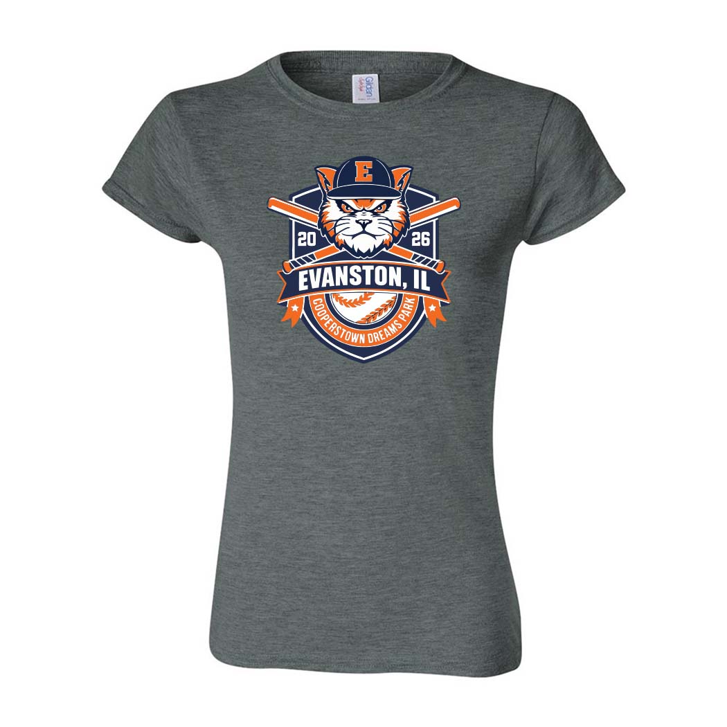 Cooperstown 2026 ~ Women's Cotton T-Shirt ~ Evanston Baseball-dark heather