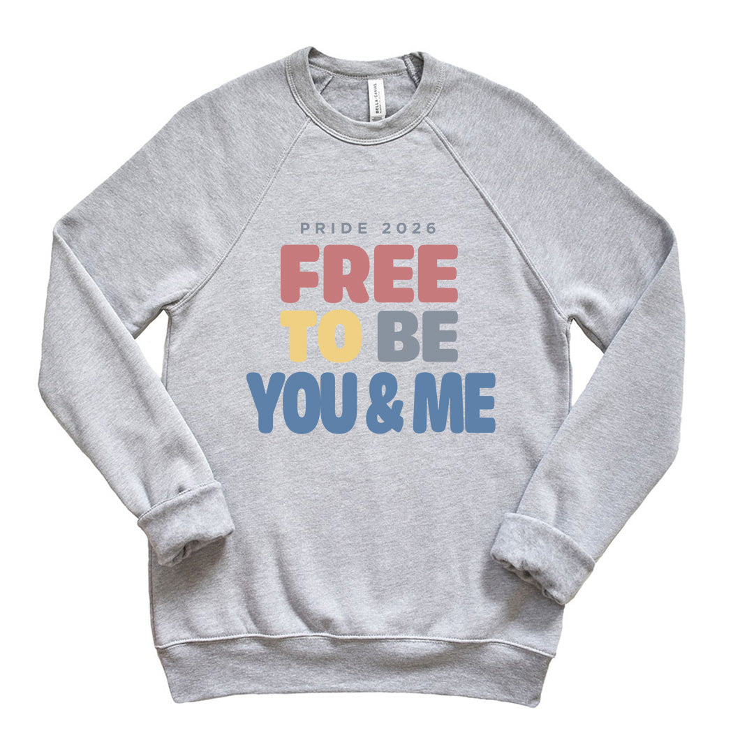 Create Your Own Free To Be ~ Raglan Sponge Fleece Crewneck Sweatshirt ~ humanKIND pride
