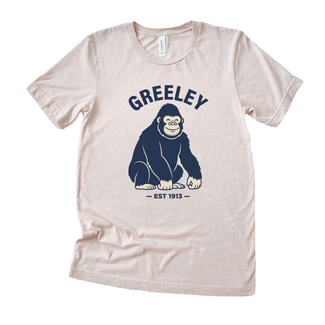 Full Gorilla Greeley ~ Jersey T-Shirt ~ Greeley Elementary School-vintage white
