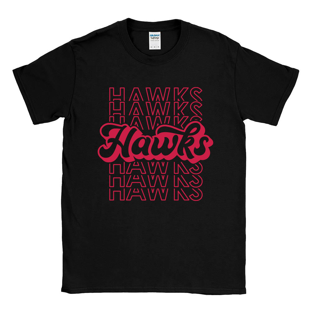 Hawks Repeater Script ~ Cotton T-Shirt ~ Henking Elementary School-black
