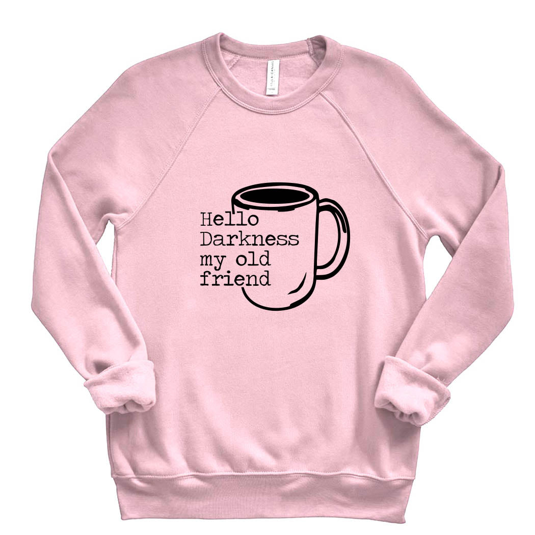 Hello Darkness, My Old Friend ~ Raglan Sponge Fleece Crewneck Sweatshirt ~ humanKIND-pink