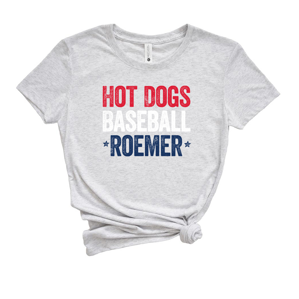 Hot Dogs Baseball Roemer ~ Triblend T-Shirt ~ Wilmette Baseball Association