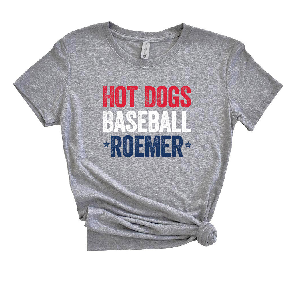 Hot Dogs Baseball Roemer ~ Triblend T-Shirt ~ Wilmette Baseball Association