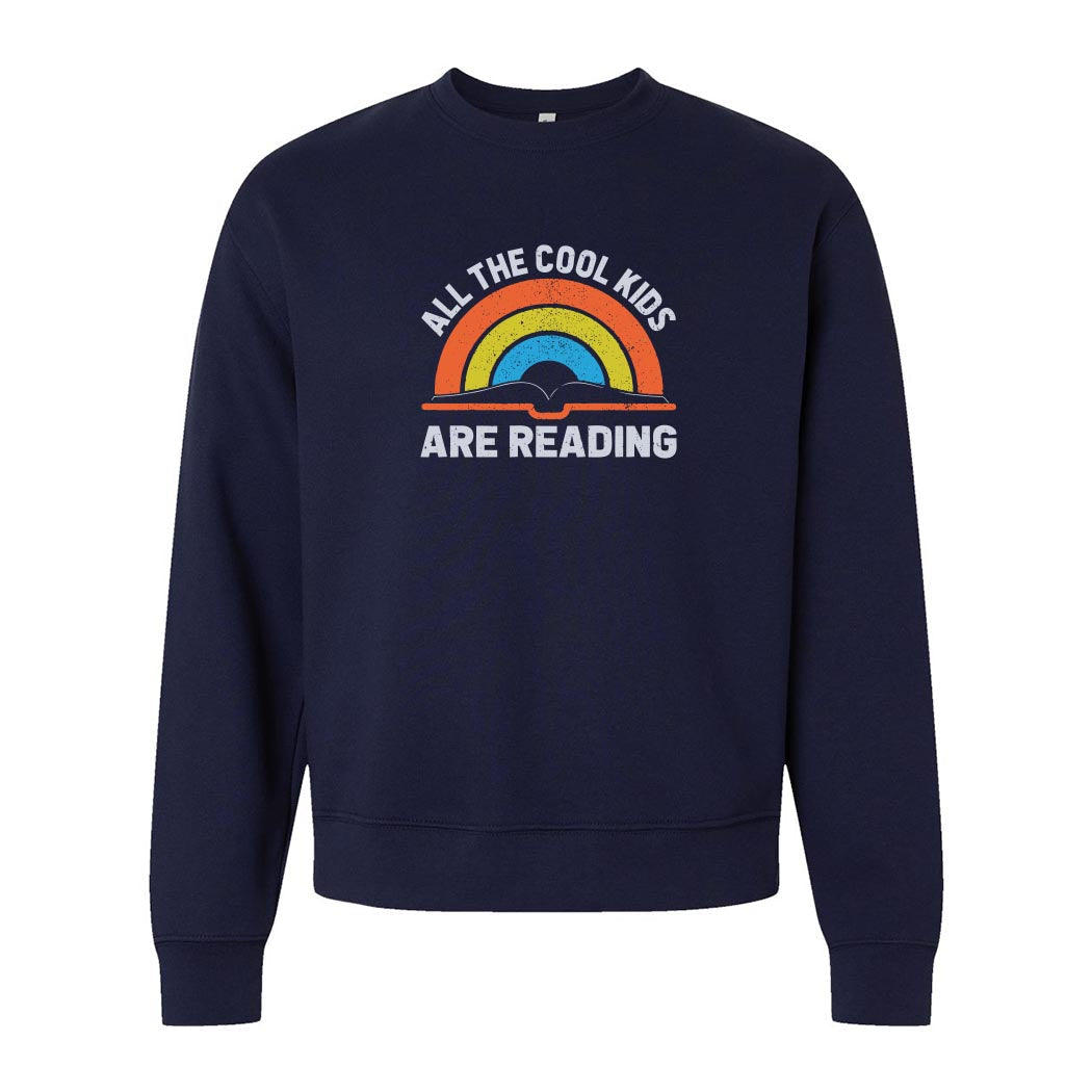 All The Cool Kids Are Reading ~ Unisex Crewneck Sweatshirt-navy