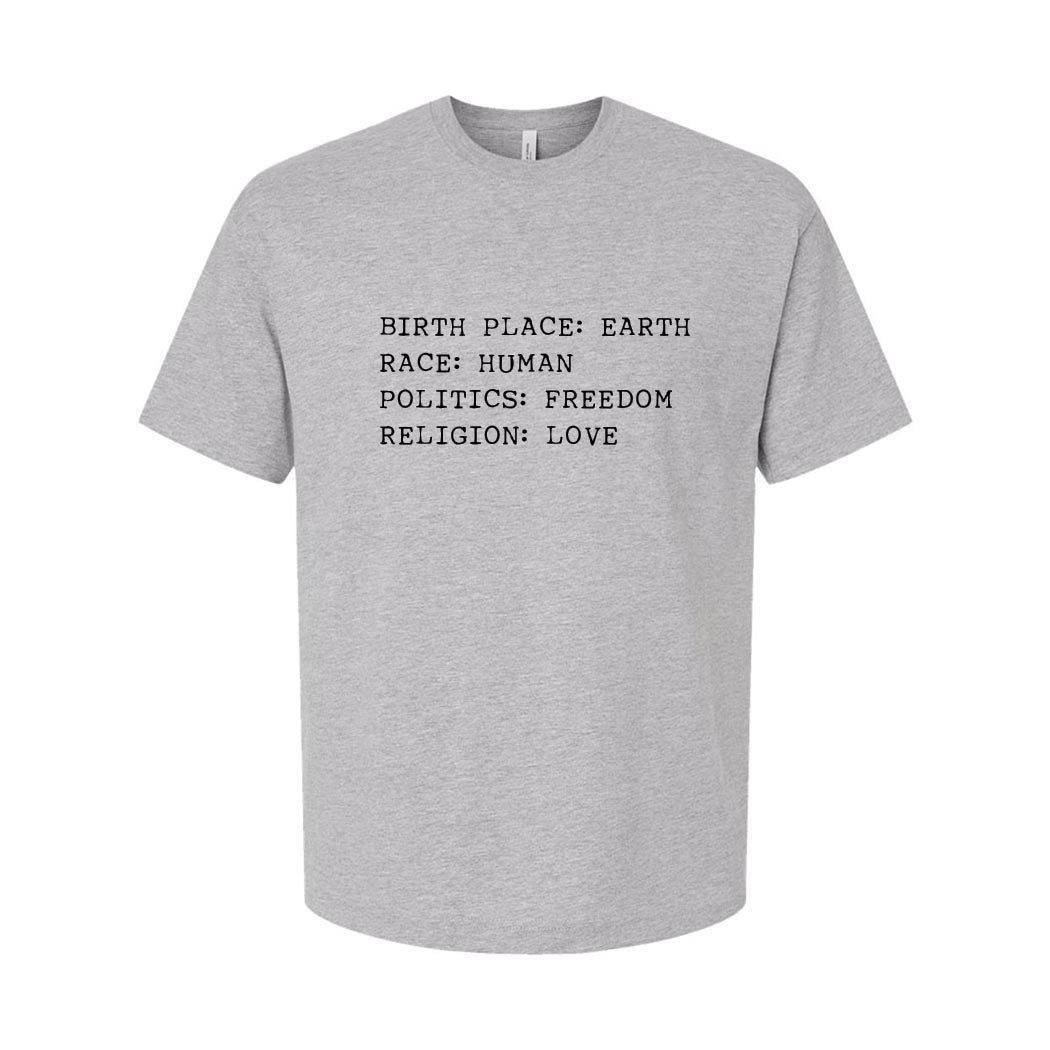 Birthplace: Earth ~ Heavyweight Cotton T-Shirt ~ humanKIND