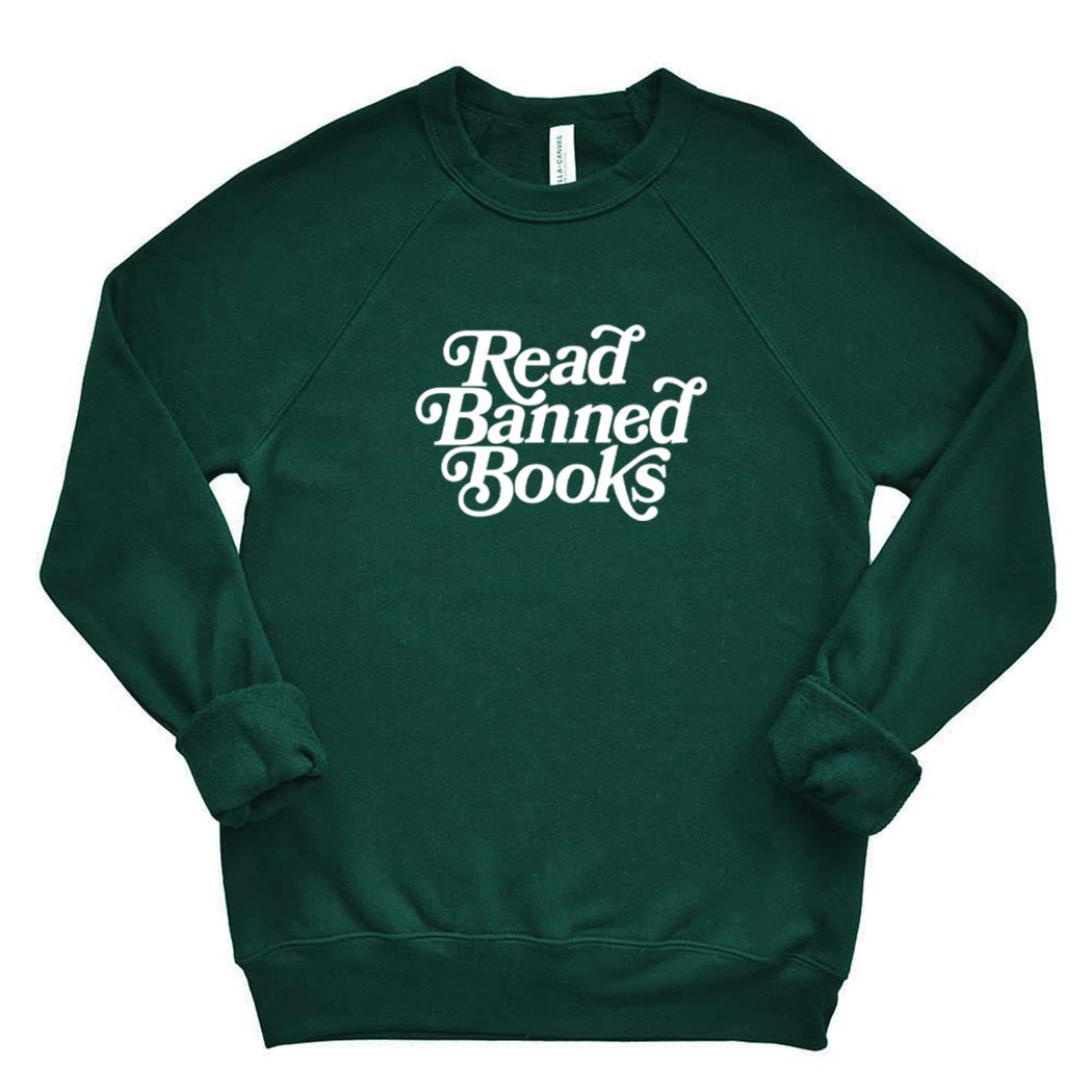 Read Banned Books ~ Youth Raglan Sponge Fleece Crewneck Sweatshirt ~ humanKIND