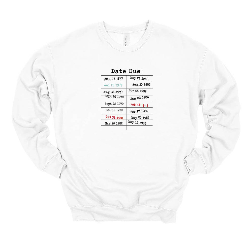 Retro Library Due Date Card ~ Drop Shoulder Crewneck Sweatshirt ~ humanKIND