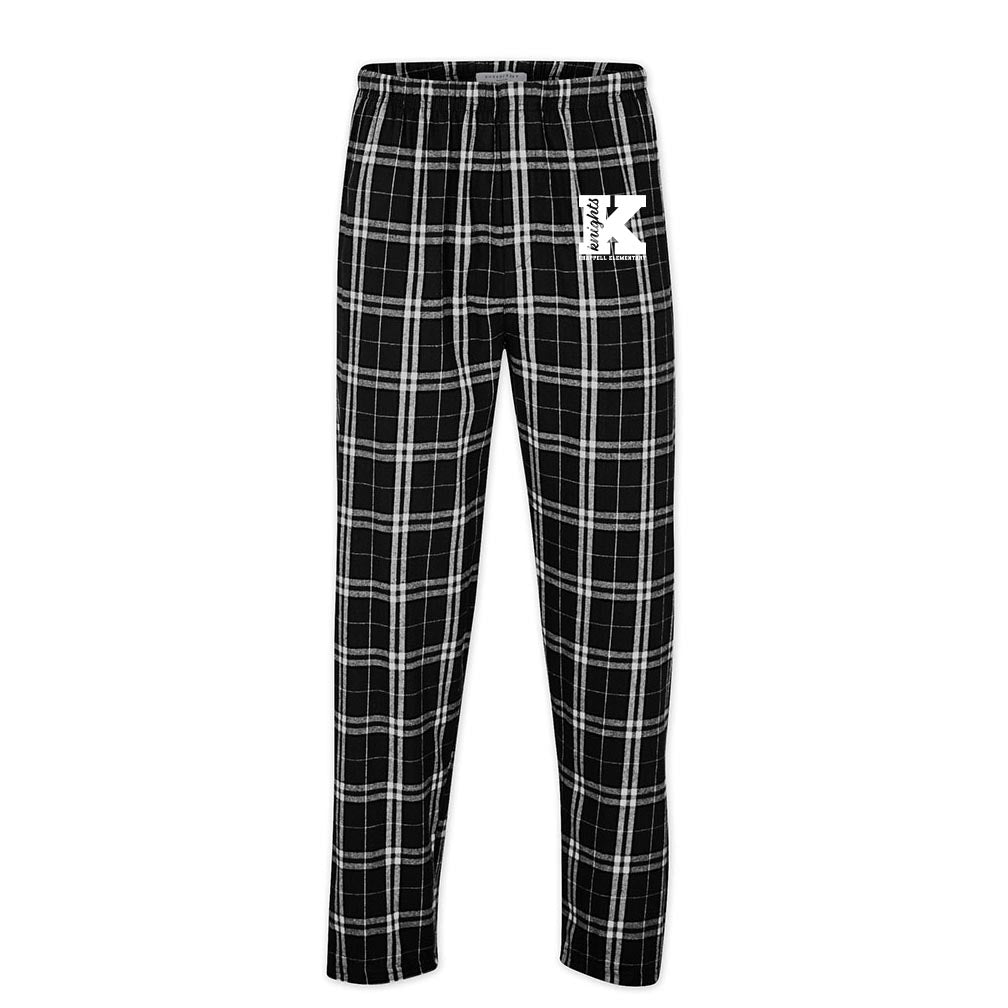 Initial Script ~ Flannel Pants ~ Chappell Elementary School-black white plaid