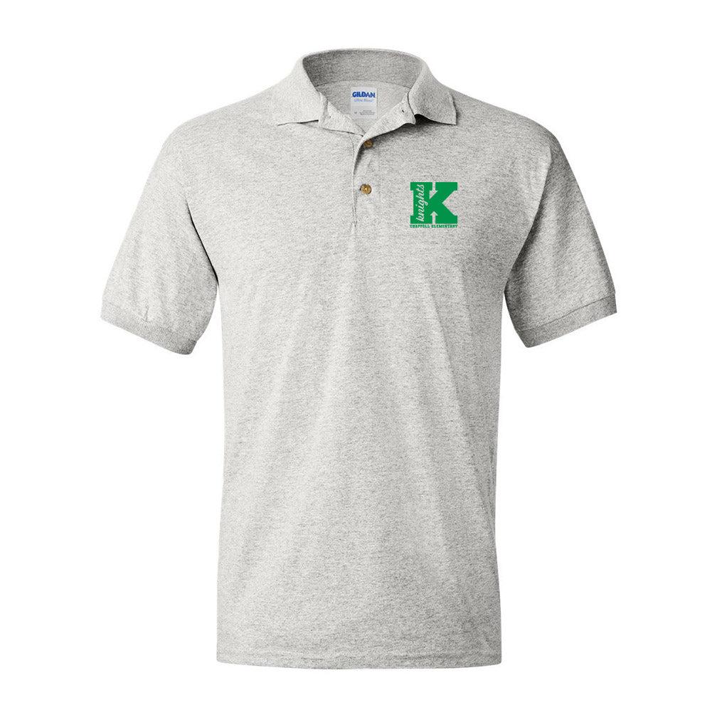 Initial Script White ~ 50/50 Polo ~ Chappell Elementary School-ash