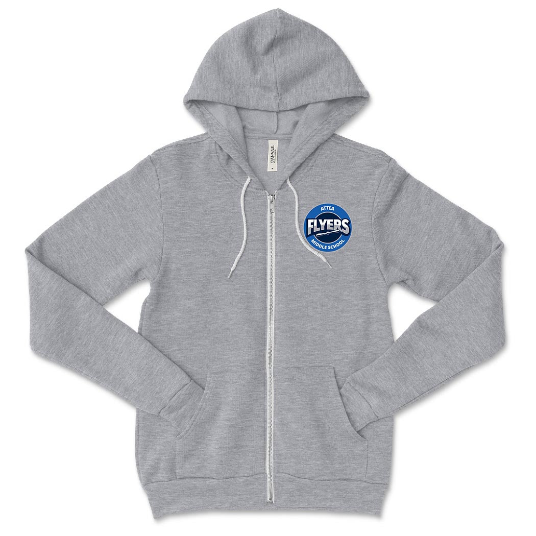 Logo ~ Sponge Fleece Zip Hoodie ~ Attea Middle School