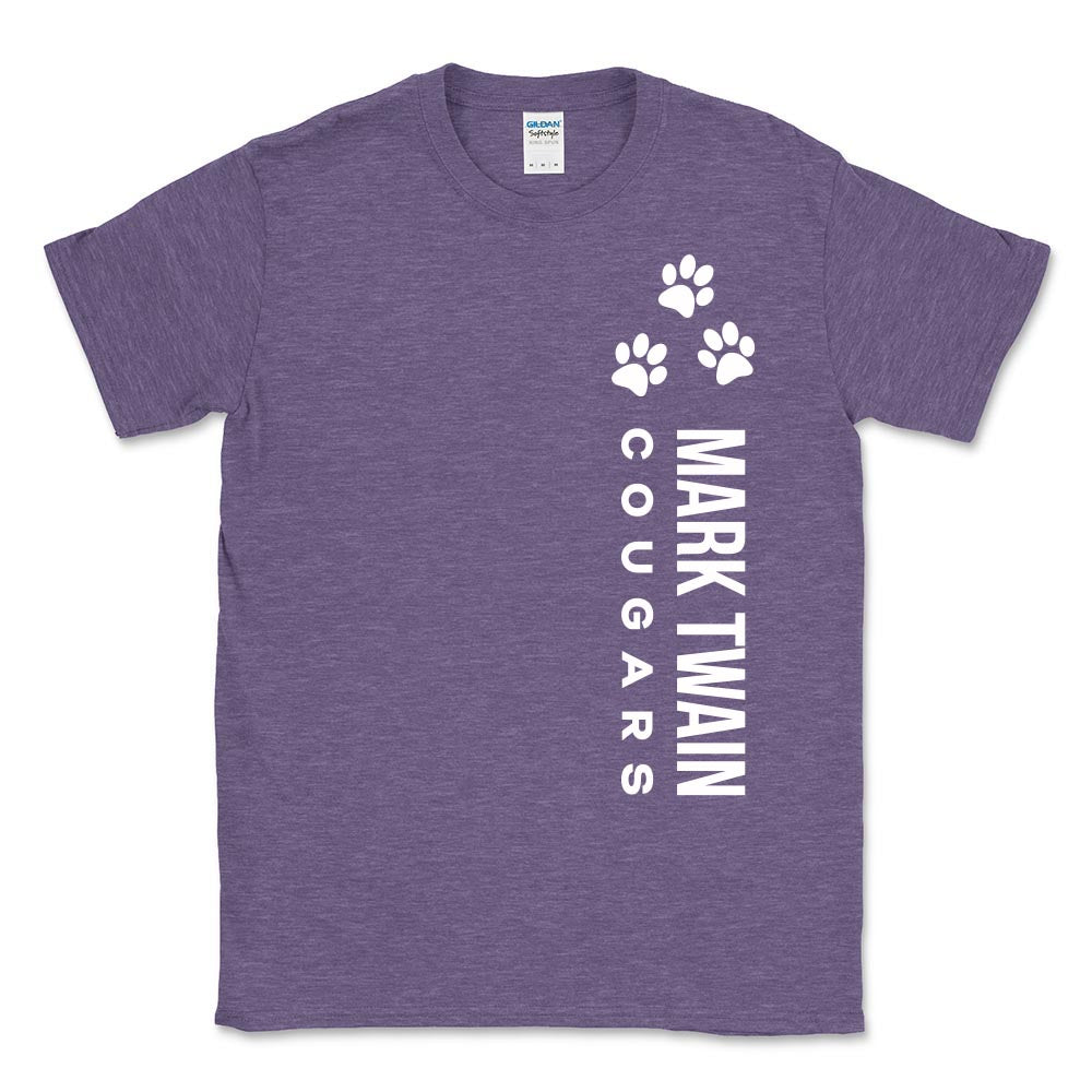 Vertical Paw Prints ~ Cotton T-Shirt ~ Mark Twain Elementary School
