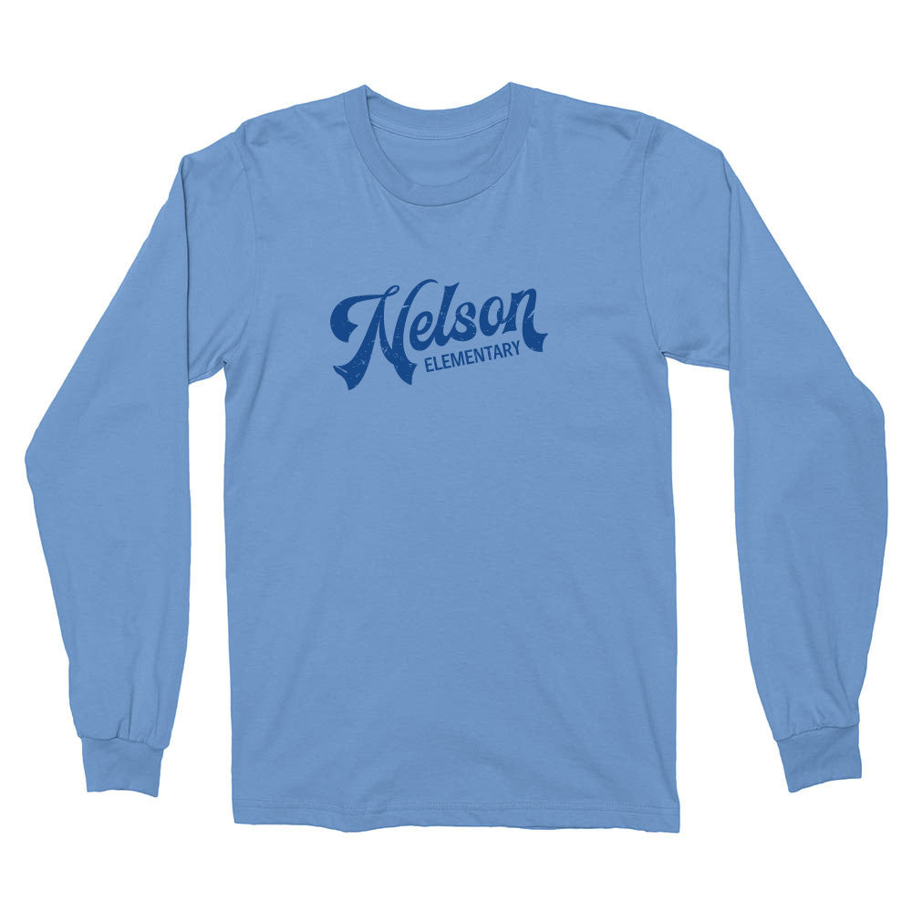 Retro Script Cotton ~ Long Sleeve T-Shirt ~ Nelson Elementary School